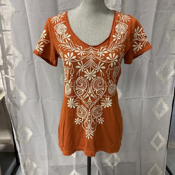 Johnny Was Los Angeles Shirt Womens Medium Embroidered Boho Floral festival fall - Picture 1 of 9